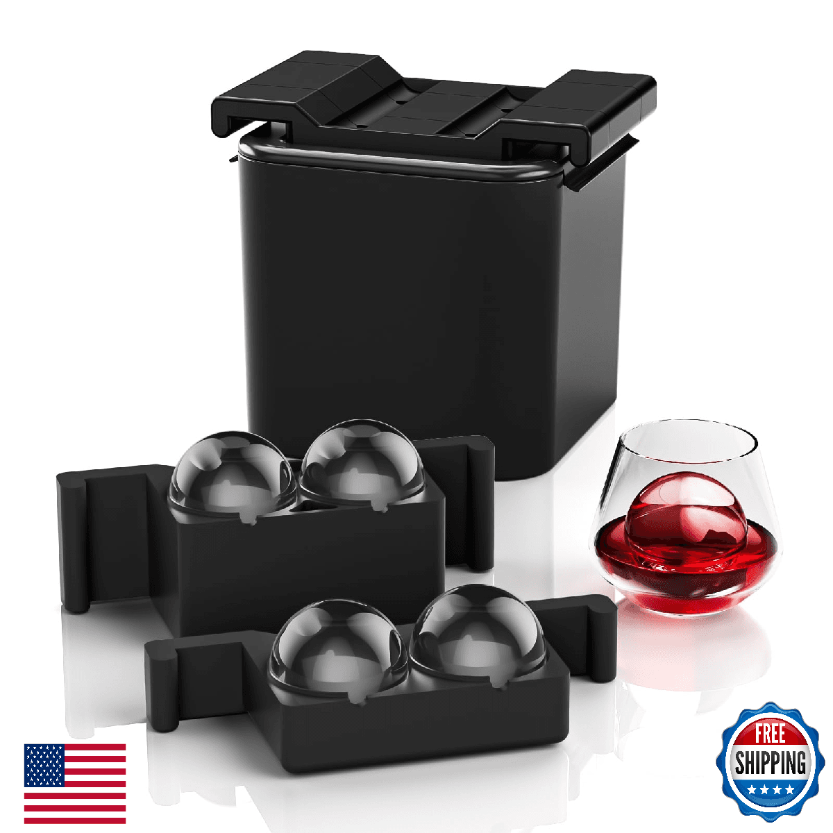 Clear Ice Ball Maker Mold,4 Cavity Ice Sphere Mold for Whiskey,2.36" Whiskey Ice - Image 1
