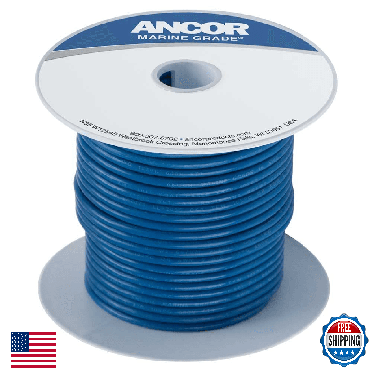 Ancor 100110 Marine Grade Tinned Copper Boat Wiring 18-Gauge 100ft Blue - Image 1