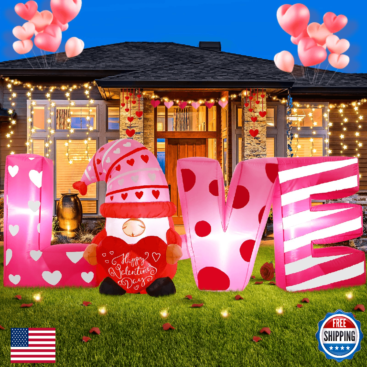 Wabolay Valentines Day Inflatables Outdoor Decorations 6ft Long Valentines Day I - Image 1