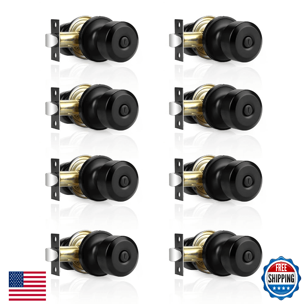 Probrico Black Door Knob Without Key Privacy Door Knob Bedroom/Bathroom Door Kno - Image 1