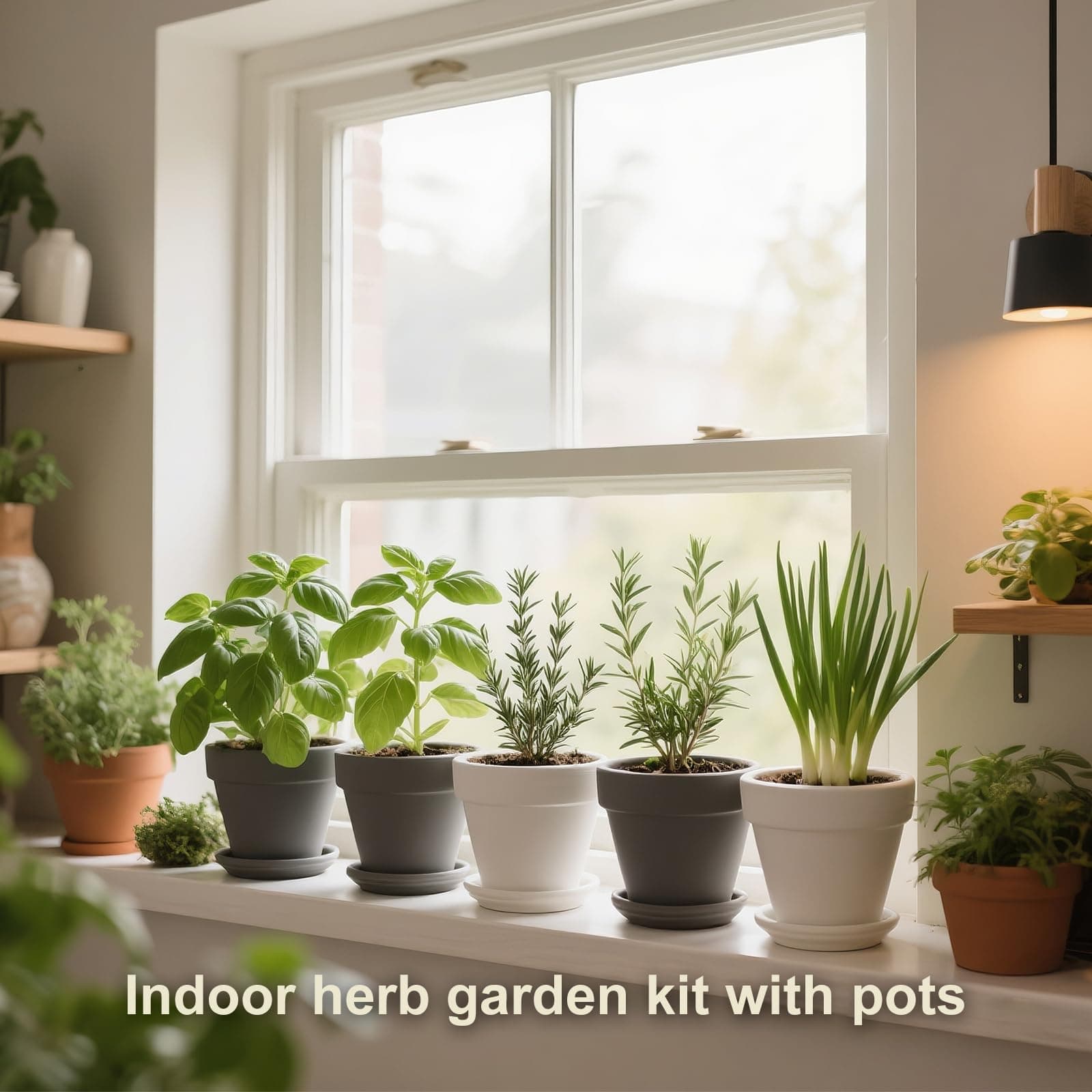10 Indoor Herb Garden Kit, 33pcs Complete Kitchen Herb Starter Set Including 4-C - Thumbnail 6