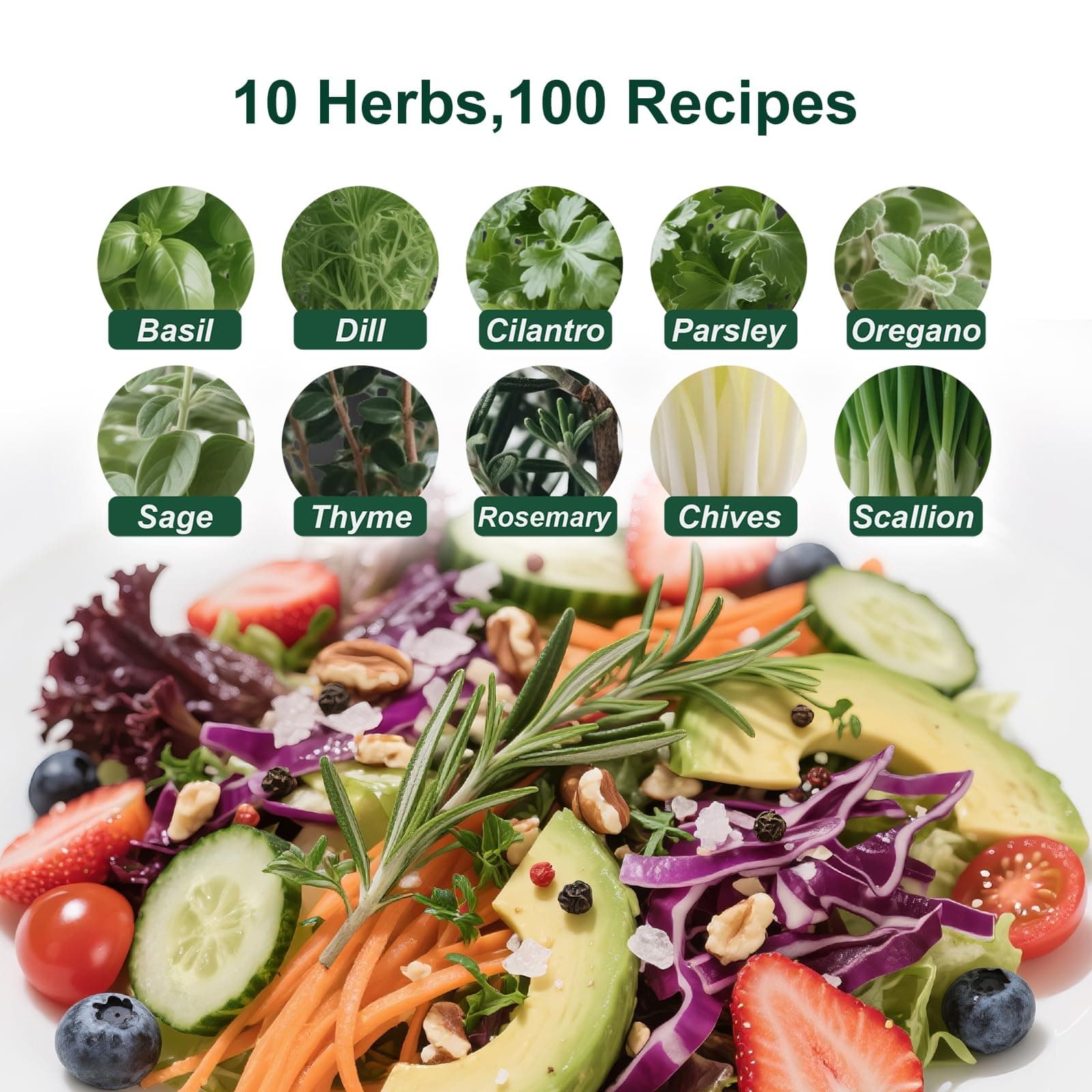 10 Indoor Herb Garden Kit, 33pcs Complete Kitchen Herb Starter Set Including 4-C - Thumbnail 2