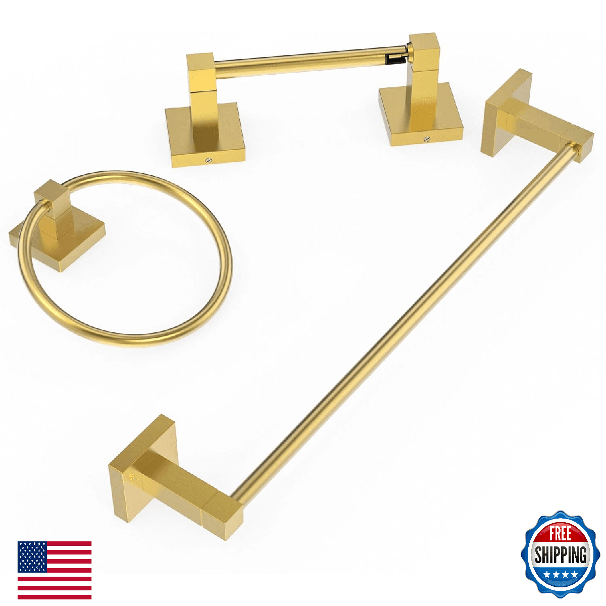 RUACQ 3-Piece Bathroom Hardware Set: SUS 304 Stainless Steel Toilet Paper Holder - Image 1