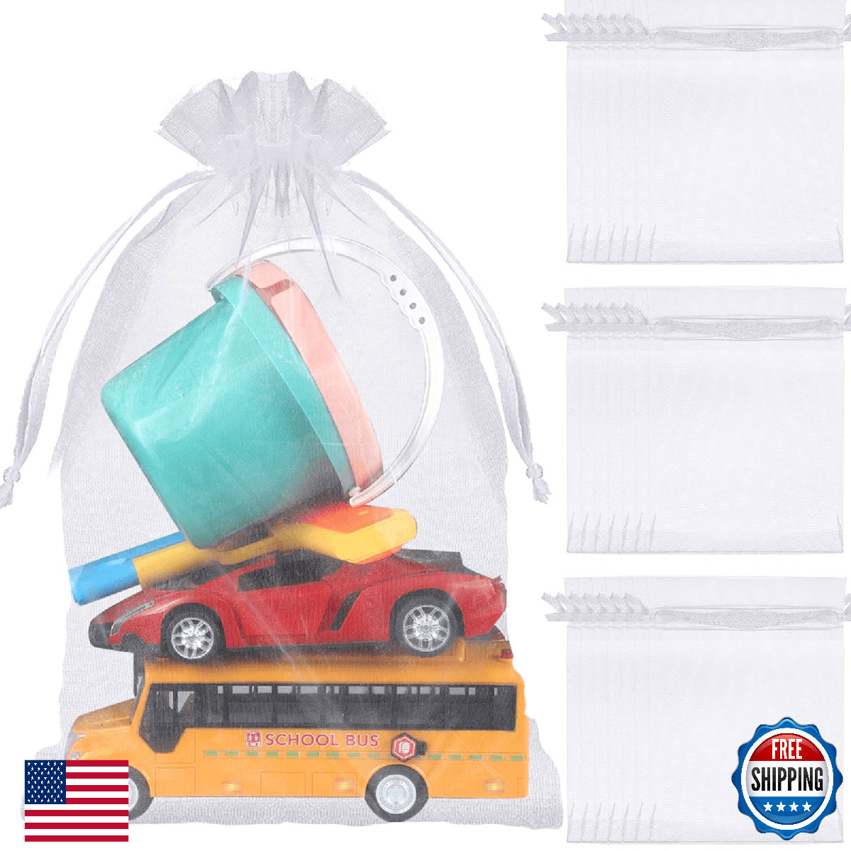 Sweetude 100 Pcs 16 x 24 Inches Extra Large Drawstring Organza Bags Mesh Gift Dr - Image 1