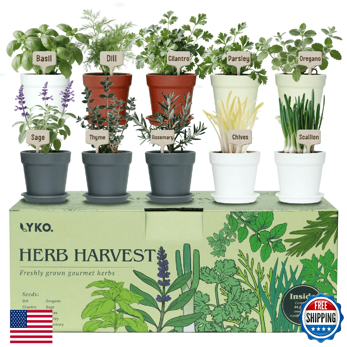 10 Indoor Herb Garden Kit, 33pcs Complete Kitchen Herb Starter Set Including 4-C - Image 1
