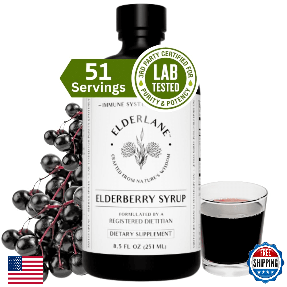 Elderlane Elderberry Syrup Immune Support for Kids & Adults - Organic, Lab-Teste - Image 1