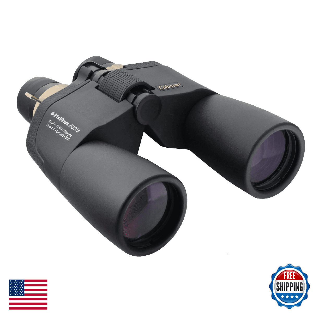 Coleman CZ82150 8-21x50 Full Size Zoom Binoculars, Black - Image 1