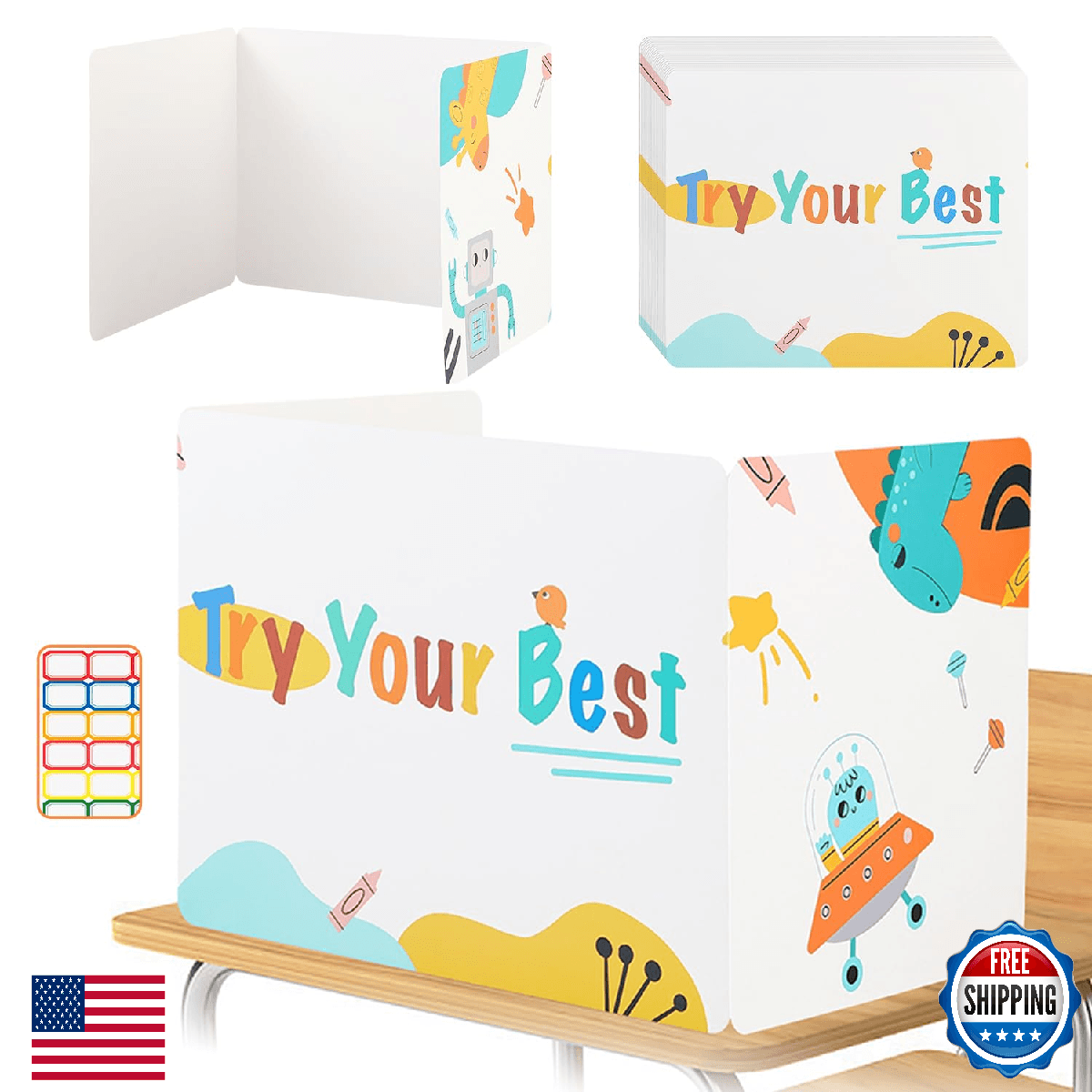 24-Pack Cardboard Privacy Boards Desk Dividers for Student Testing & Study - Image 1