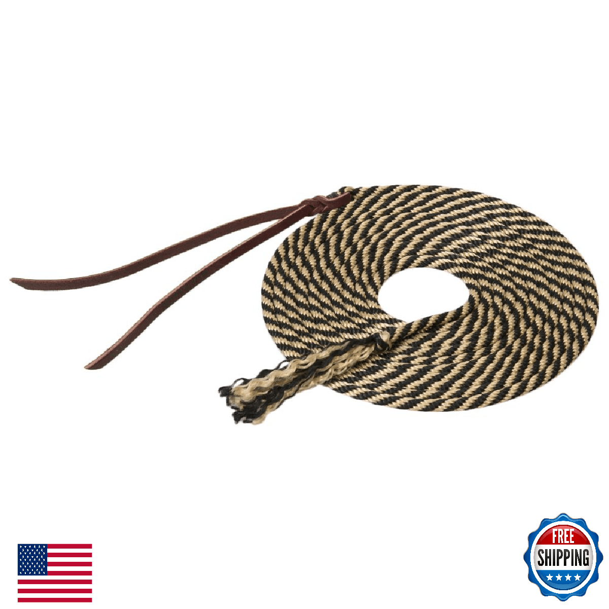 Weaver Leather Silvertip Get Down Rope 14ft Black/Tan - Horse Training Lead - Image 1