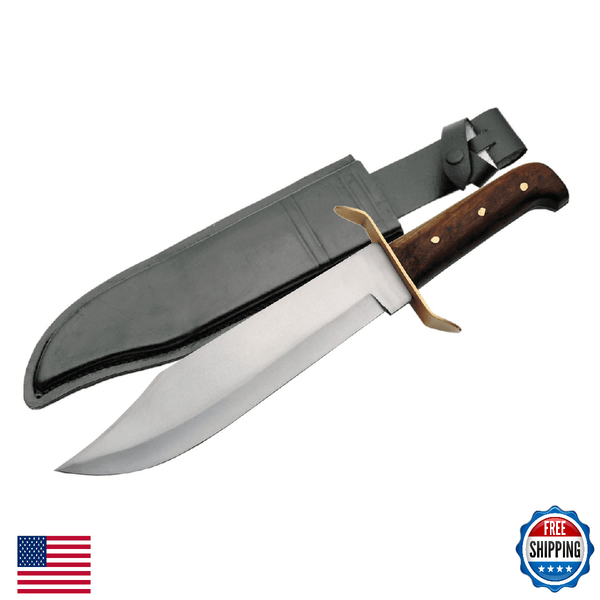 SZCO Full Tang Bowie 15" Fixed Blade Hunting Knife Camping w/ Sheath - Image 1