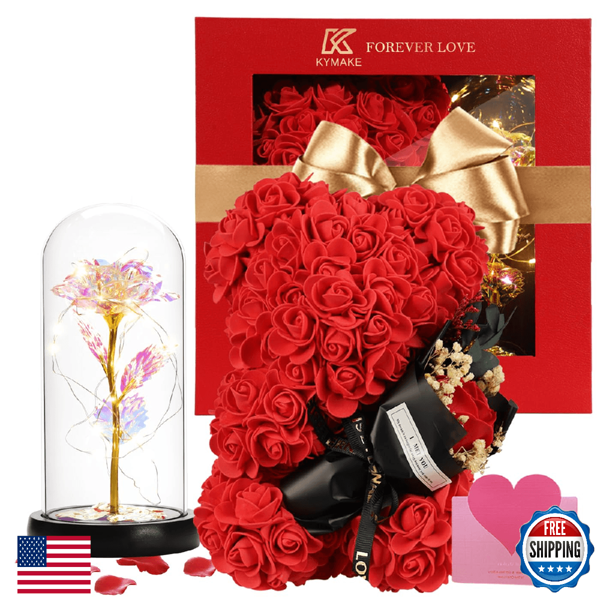 K KYMAKE Rose Bear Gifts for Her - Wife, Mom, Valentines, Mother's Day, Annivers - Image 1