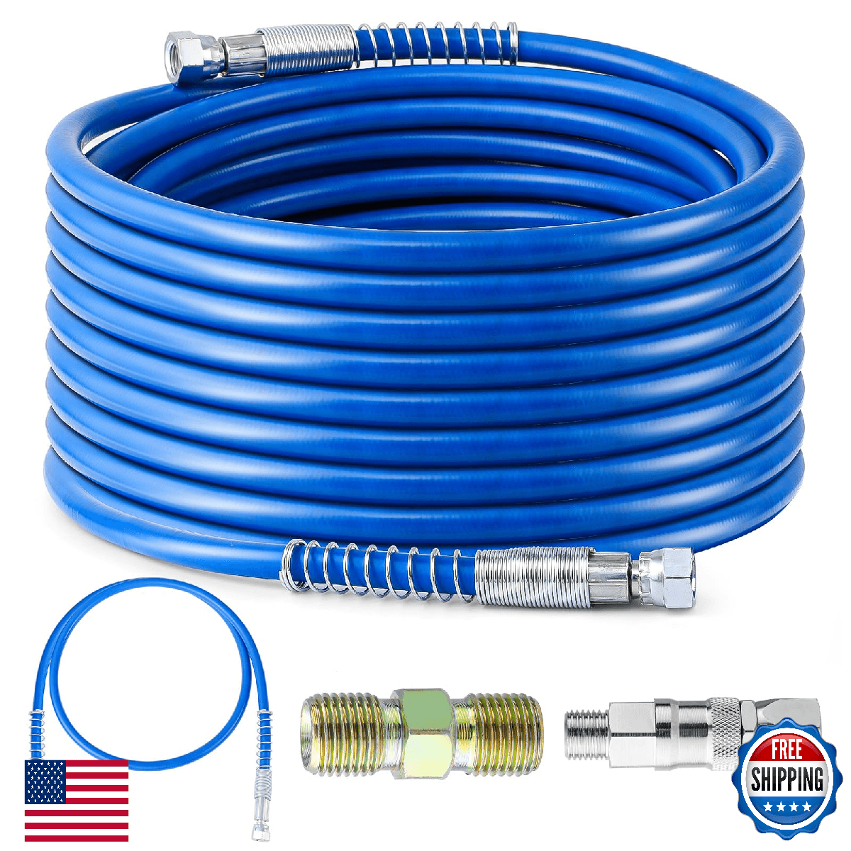 Gyfent 50Ft x 1/4" Airless Paint Sprayer Hose, 8500PSI High Pressure Airless Pai - Image 1