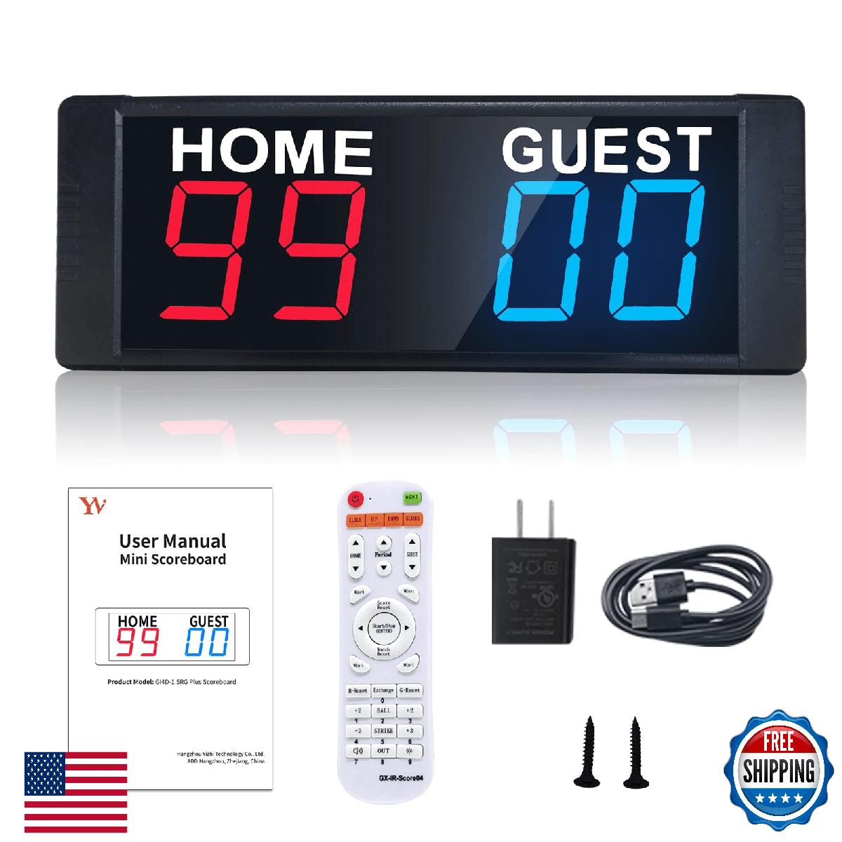 YZ LED Portable Digital Scoreboard w/ Remote - Tabletop Electronic Score Keeper - Image 1