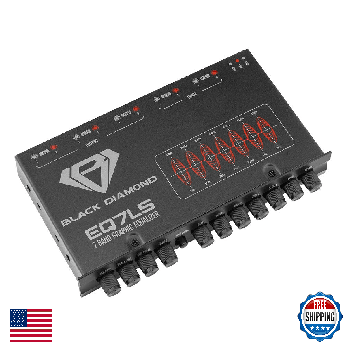Black Diamond EQ7LS 7-Band Stereo Equalizer/Crossover Pre Amp Car Audio - Image 1