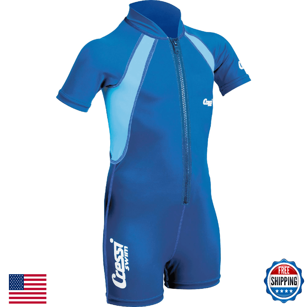 Cressi Kids Swimsuit, 1.5mm Neoprene, Blue/Azure, M, UV Protection - Image 1