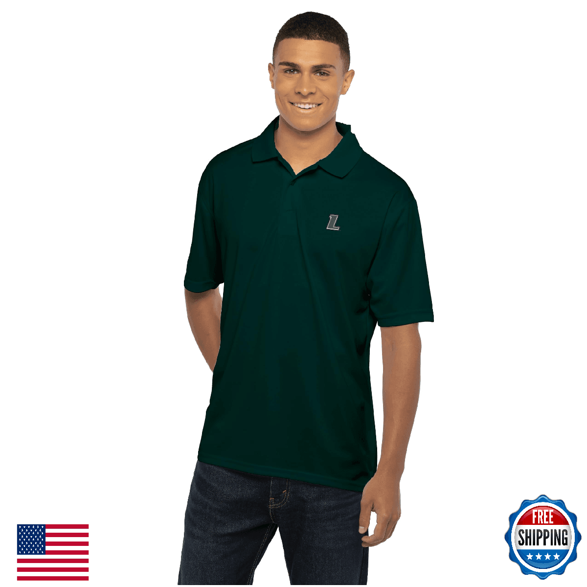 Vantage Apparel Men's Collegiate Mesh Team Icon Polo Loyola Maryland Gray - Image 1