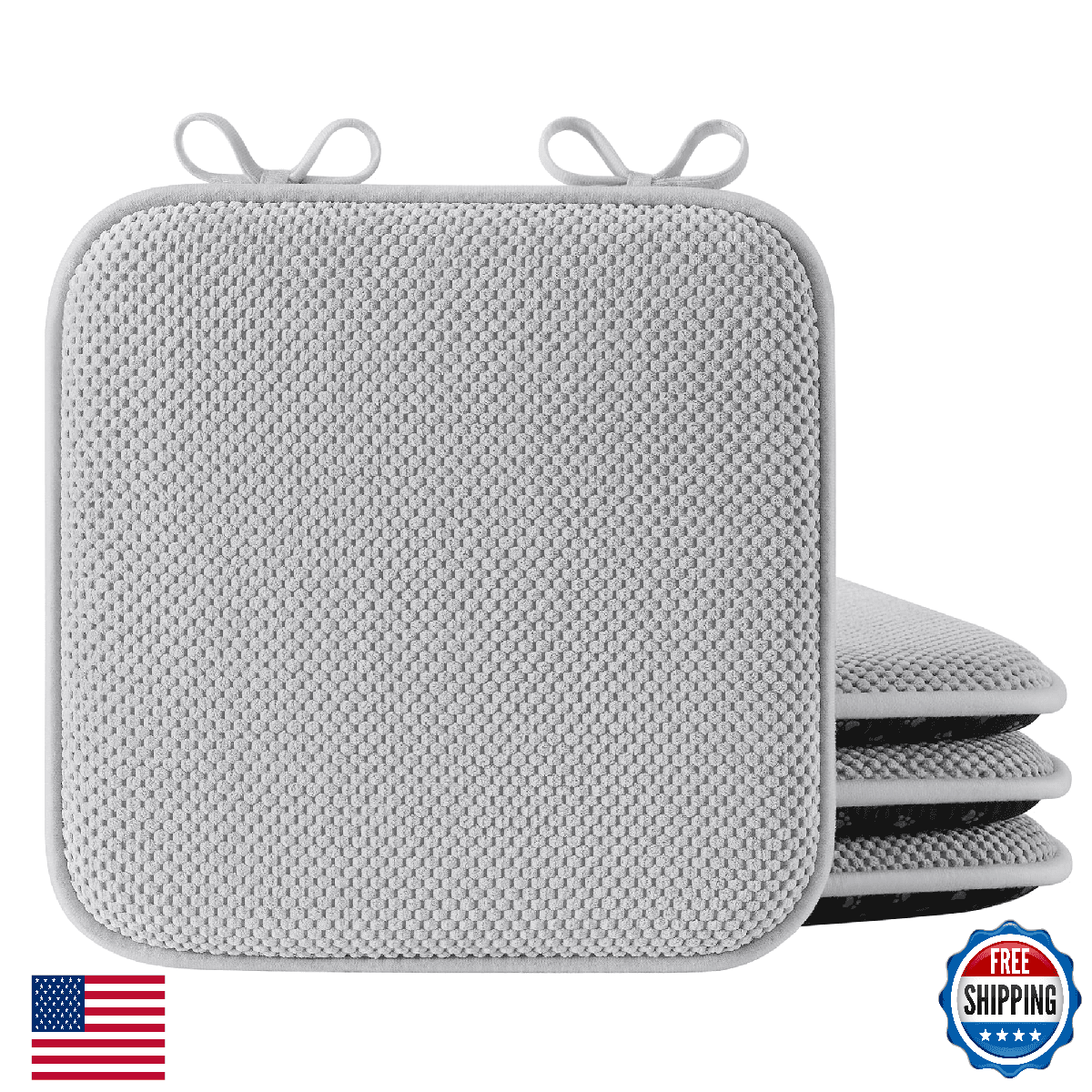puredown® Chair Cushions for Dining Chairs, Set of 4 Memory Foam Seat Cushions w - Image 1