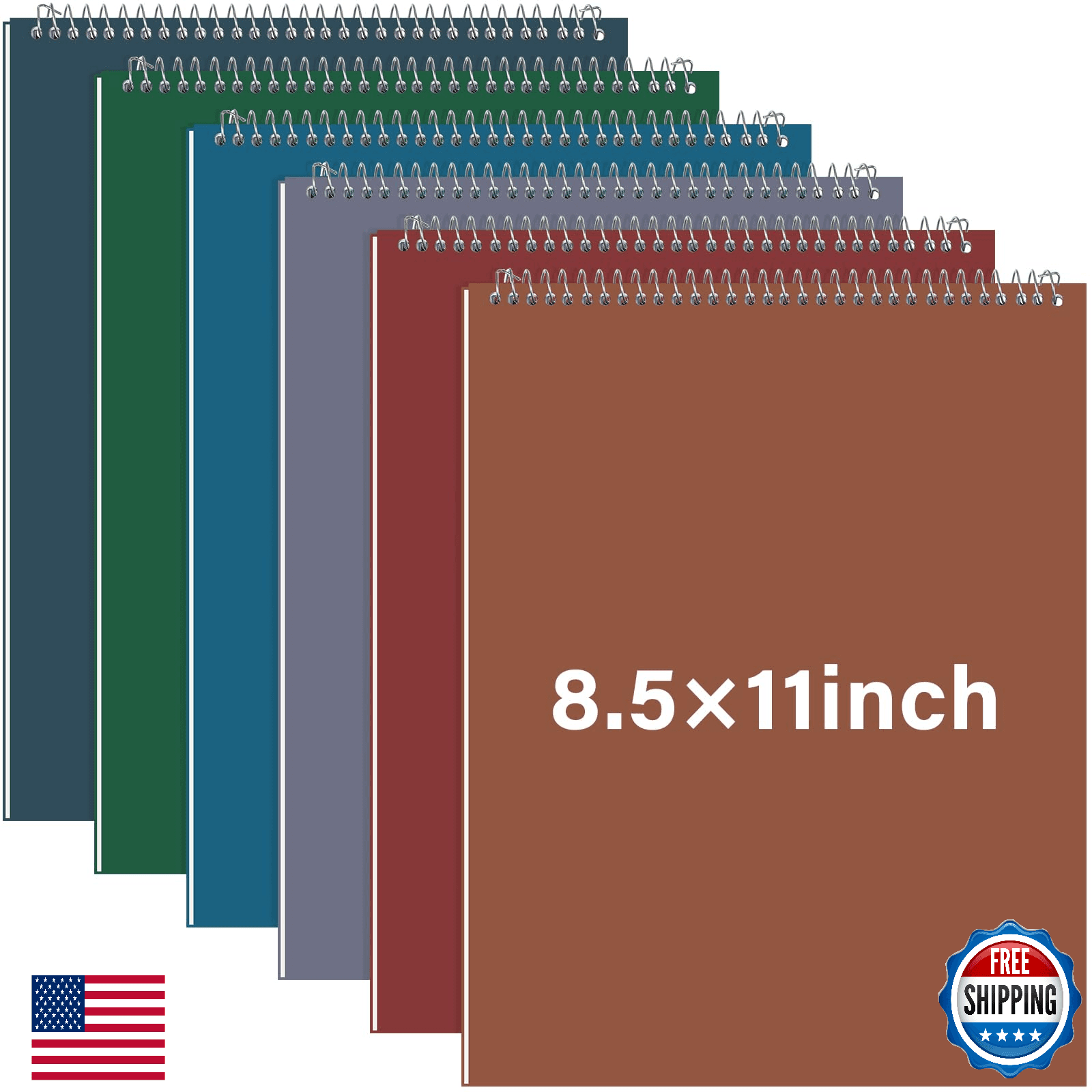 Maitys 6 Pcs Legal Pad Steno Spiral Notebook 8.5x11 Top Bound Hard Cover College - Image 1