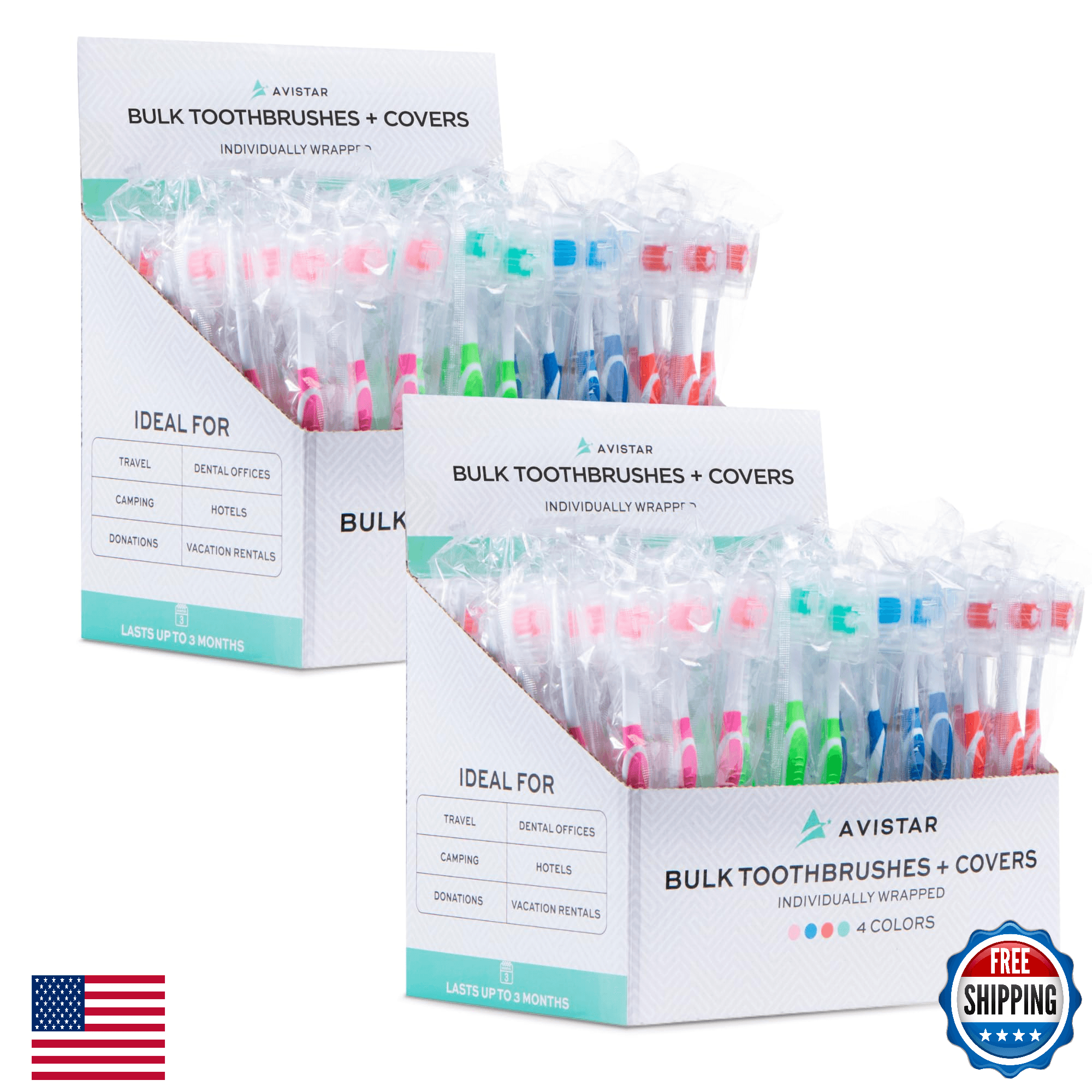 208 Pack Bulk Toothbrushes w/Cover Caps, Individually Wrapped Disposable Travel - Image 1