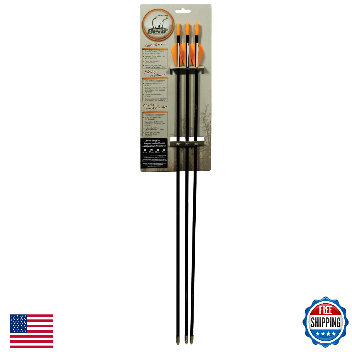 Bear Archery Youth Safetyglass Arrows, 26-Inch - 3 Pack | AS3800003 - Image 1