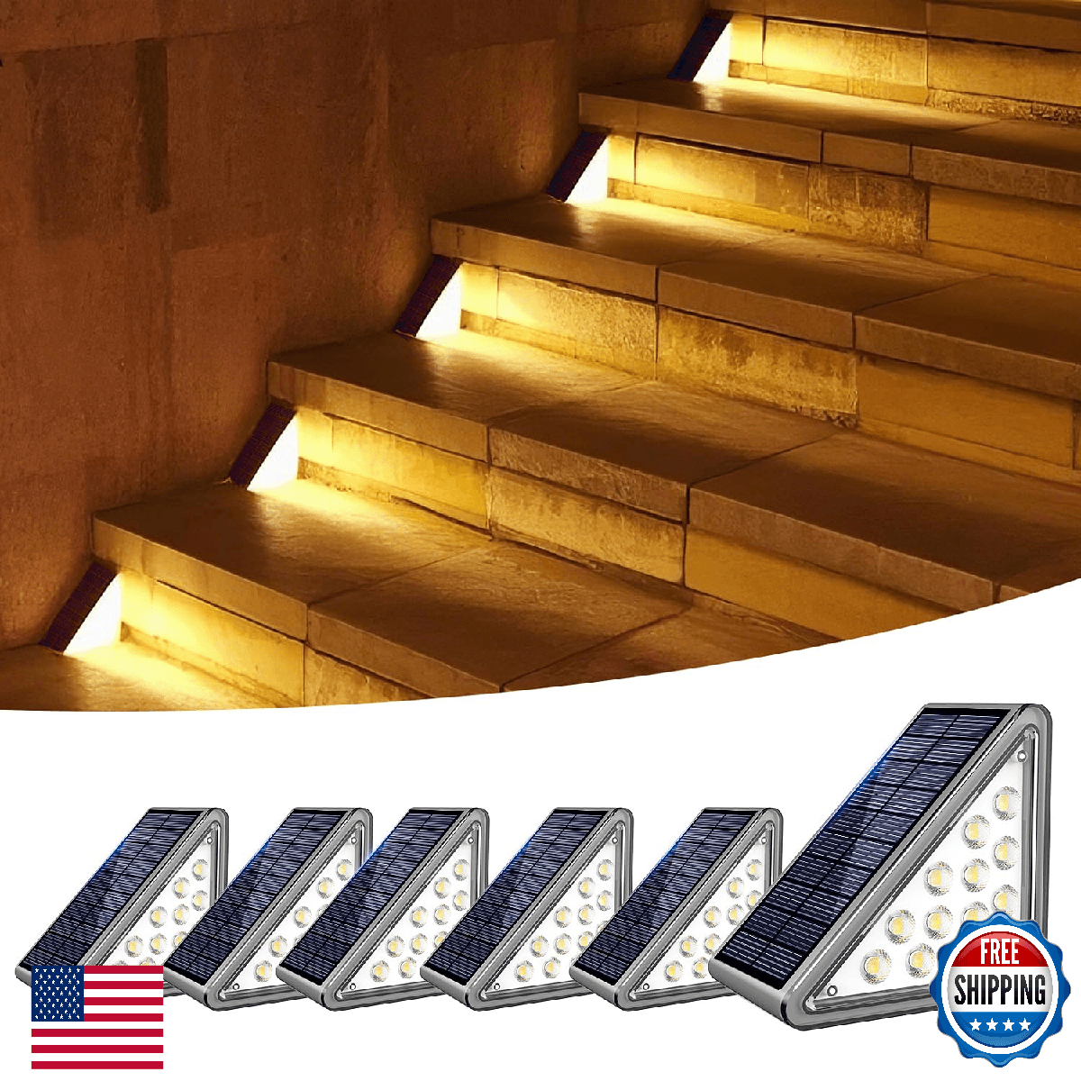JEJOT Solar Step Light Outdoor Stair Lights, Deck Lights Outdoor Powered IP65 Wa - Image 1