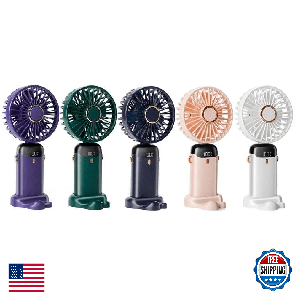 Aucoofany 5 PCS Portable Handheld Fan 12H Upgraded 3200mAh Mini Fan Stand 90° Fo - Image 1