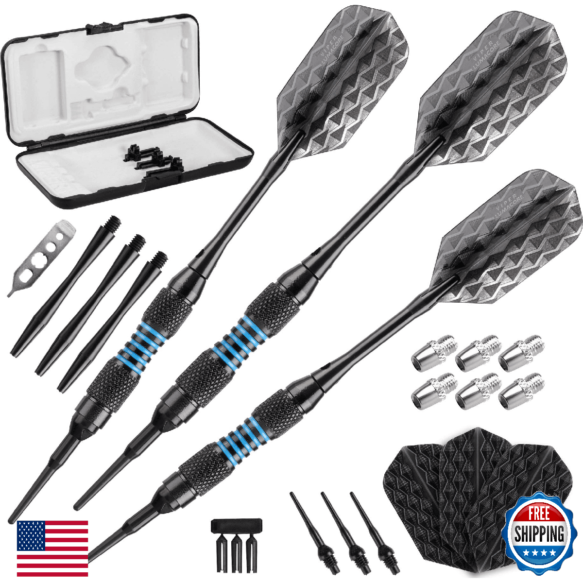 Viper Bobcat Adjustable Weight Soft Tip Dart Set with Case - Image 1