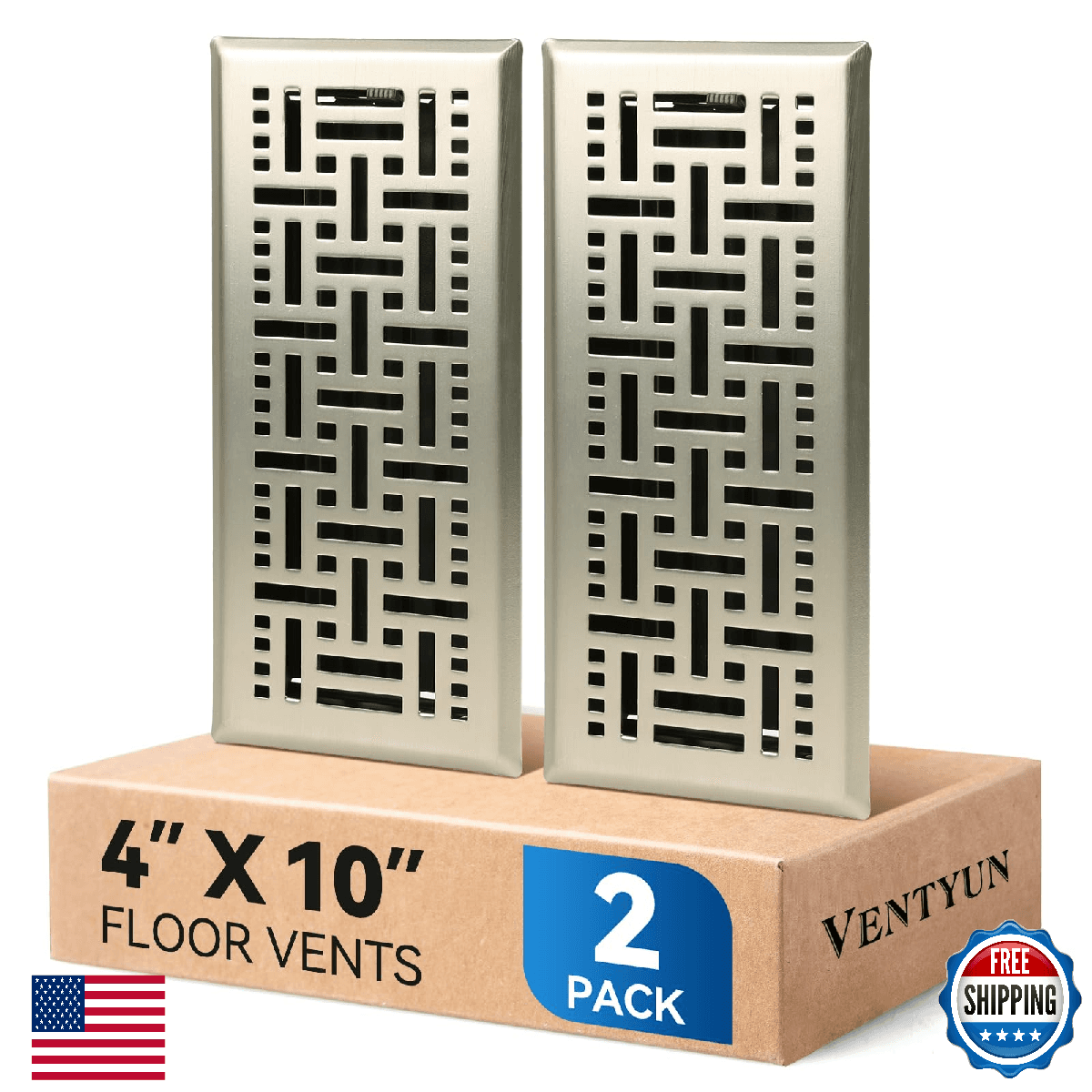 Ventyun Floor Register 4x10 Inches 2 Pack - Heavy Duty Walkable Steel Floor Vent - Image 1