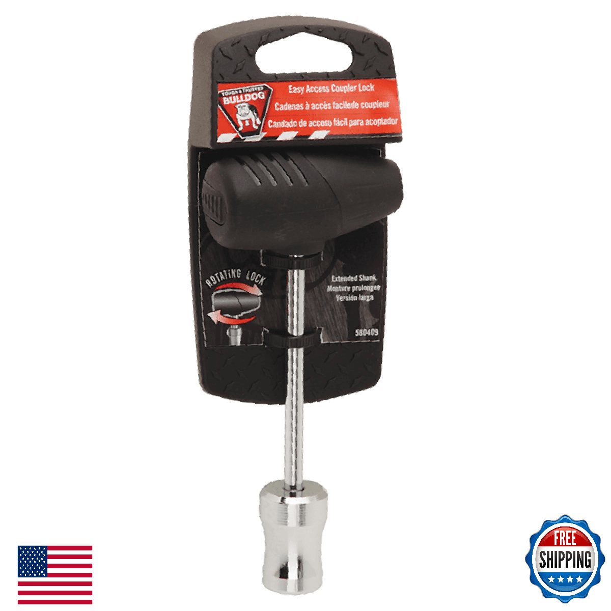 Bulldog 580409 Trailer Coupler Lock - Easy Access, 360 Degree Rotating Head - Image 1