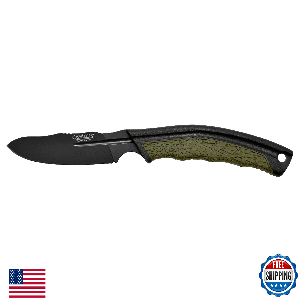 CAMILLUS 7.75in Fixed Blade Hunting Knife - AUS-8 Steel, Full Tang - Image 1