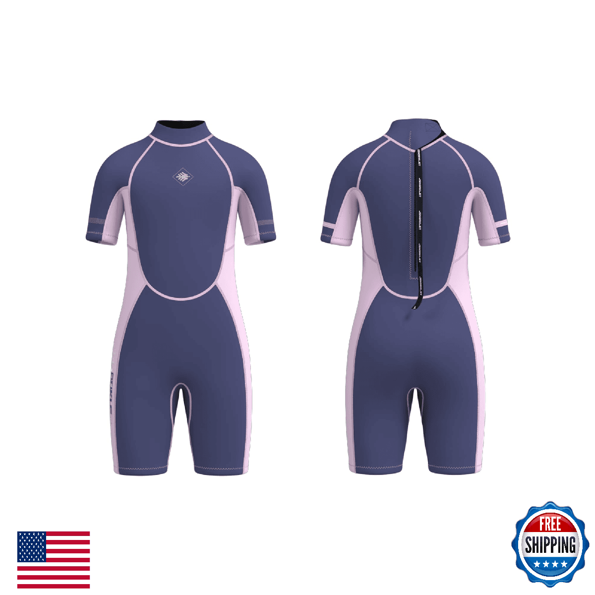 Jsnorklet Kids 3mm Neoprene Back Zip Shorty Wetsuit Girls Toddlers Diving - Image 1