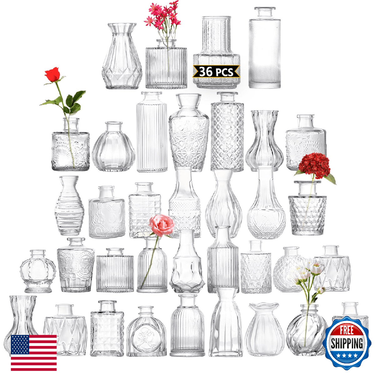 Glass Bud Vases Set of 36PCS, Small Flower Vases for Wedding Centerpiece Table D - Image 1