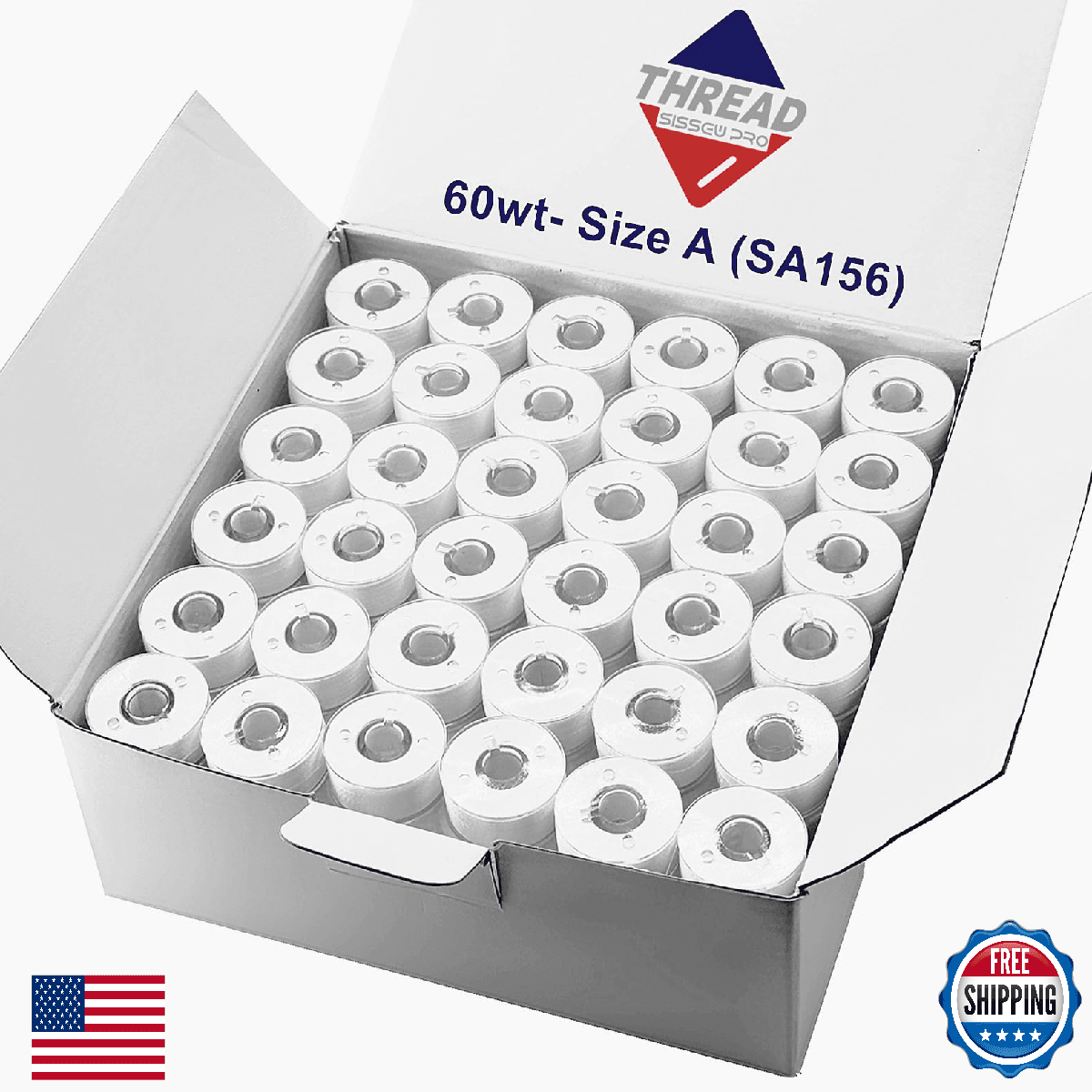 144pcs White 70D/2 Polyester Prewound Bobbins Thread, SA156 60wt Embroidery Thre - Image 1