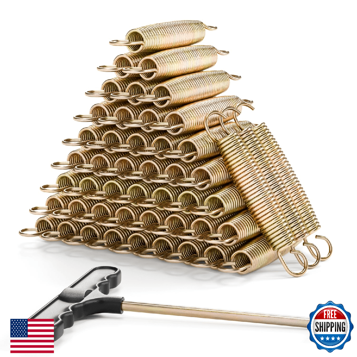 LUDACOO 6" Trampoline Springs Heavy Duty Stainless Steel Swivel & Straight Hooks - Image 1