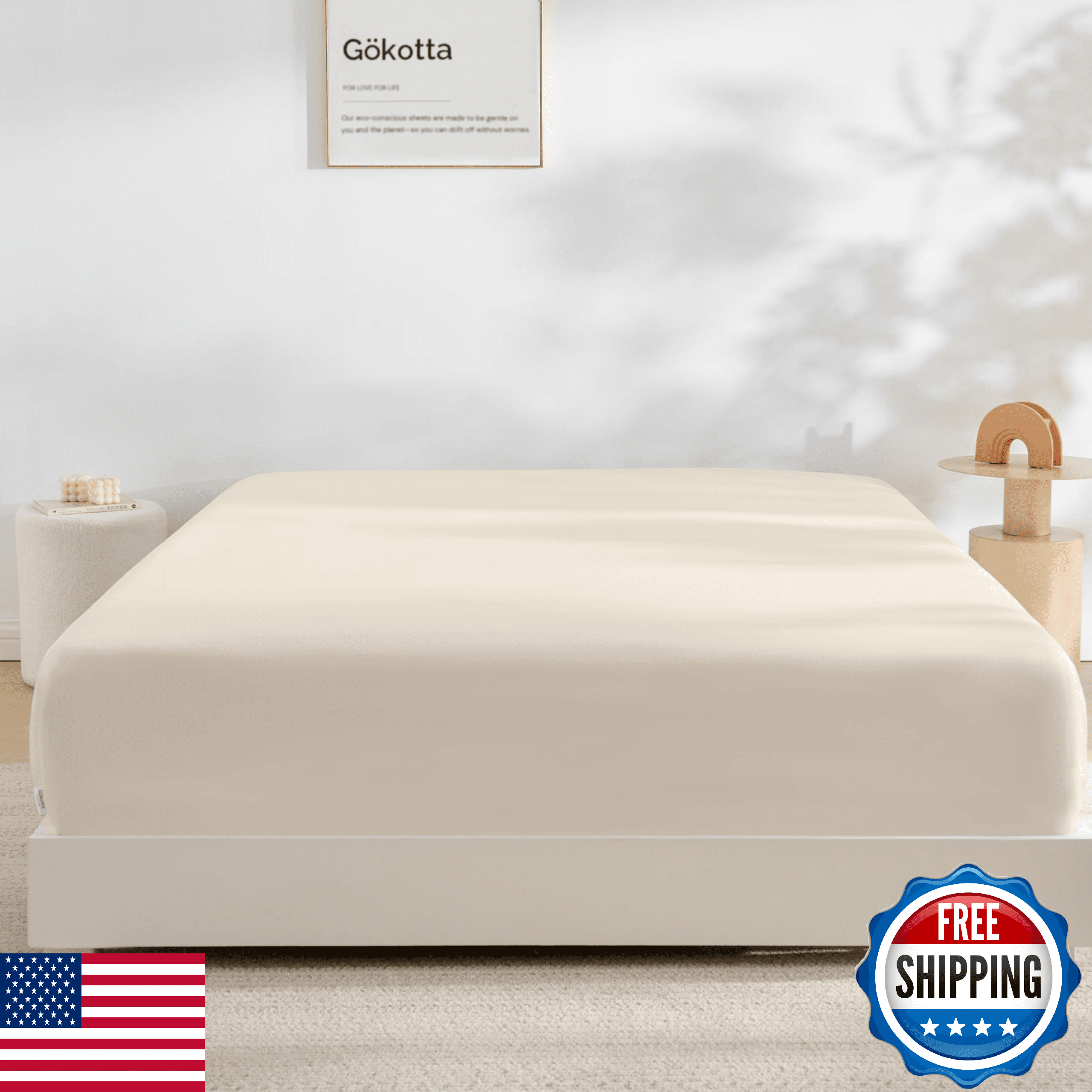 GOKOTTA Queen Fitted Sheet 100% Bamboo Rayon Cooling Breathable 16" Deep Pocket - Image 1