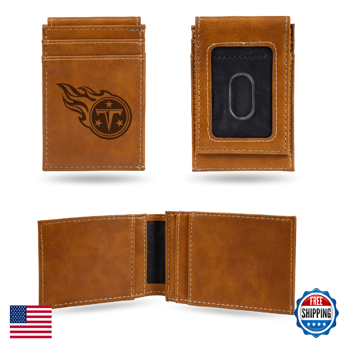Rico Industries NFL Tennessee Titans Laser Engraved Front Pocket Wallet - Image 1