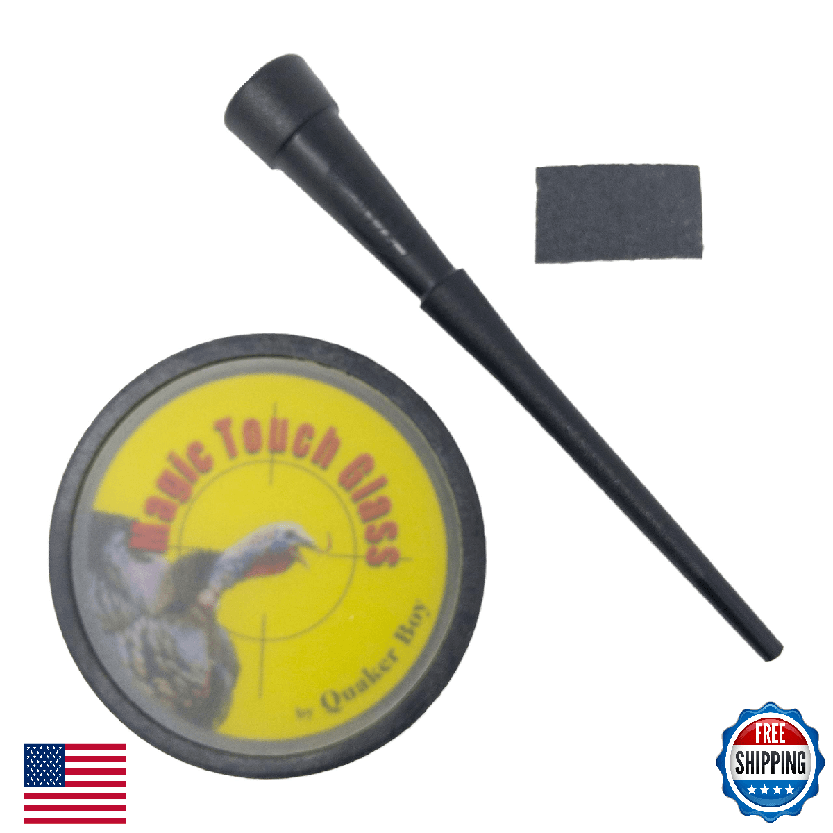 Quaker Boy Magic Touch Glass Turkey Call w/ Feather Lite Striker & Cleaning Pad - Image 1