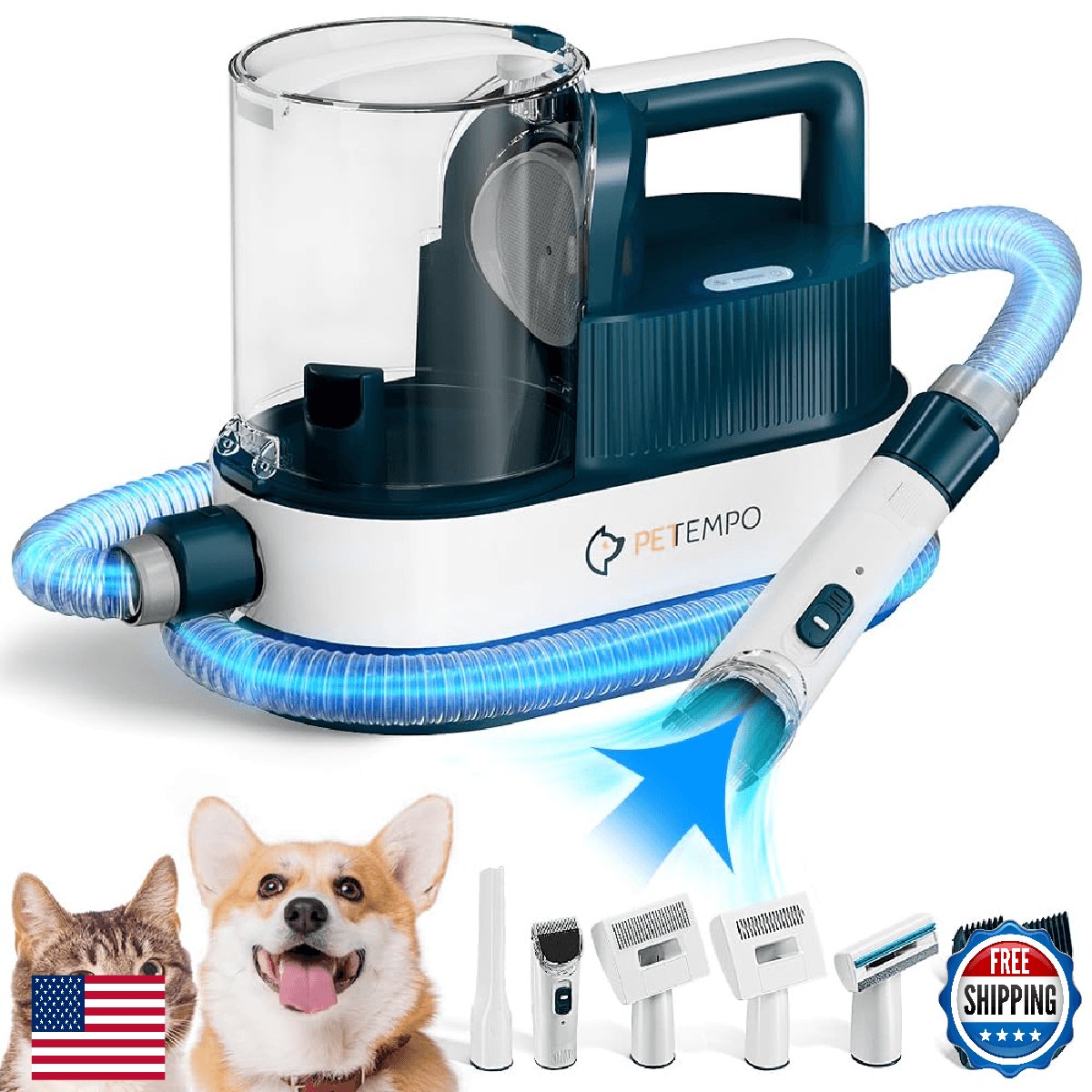 9 in 1 Dog Grooming Kit & Hair Vacuum -Pet Hair Removal, 2.5L Dust Cup Dog Brush - Image 1