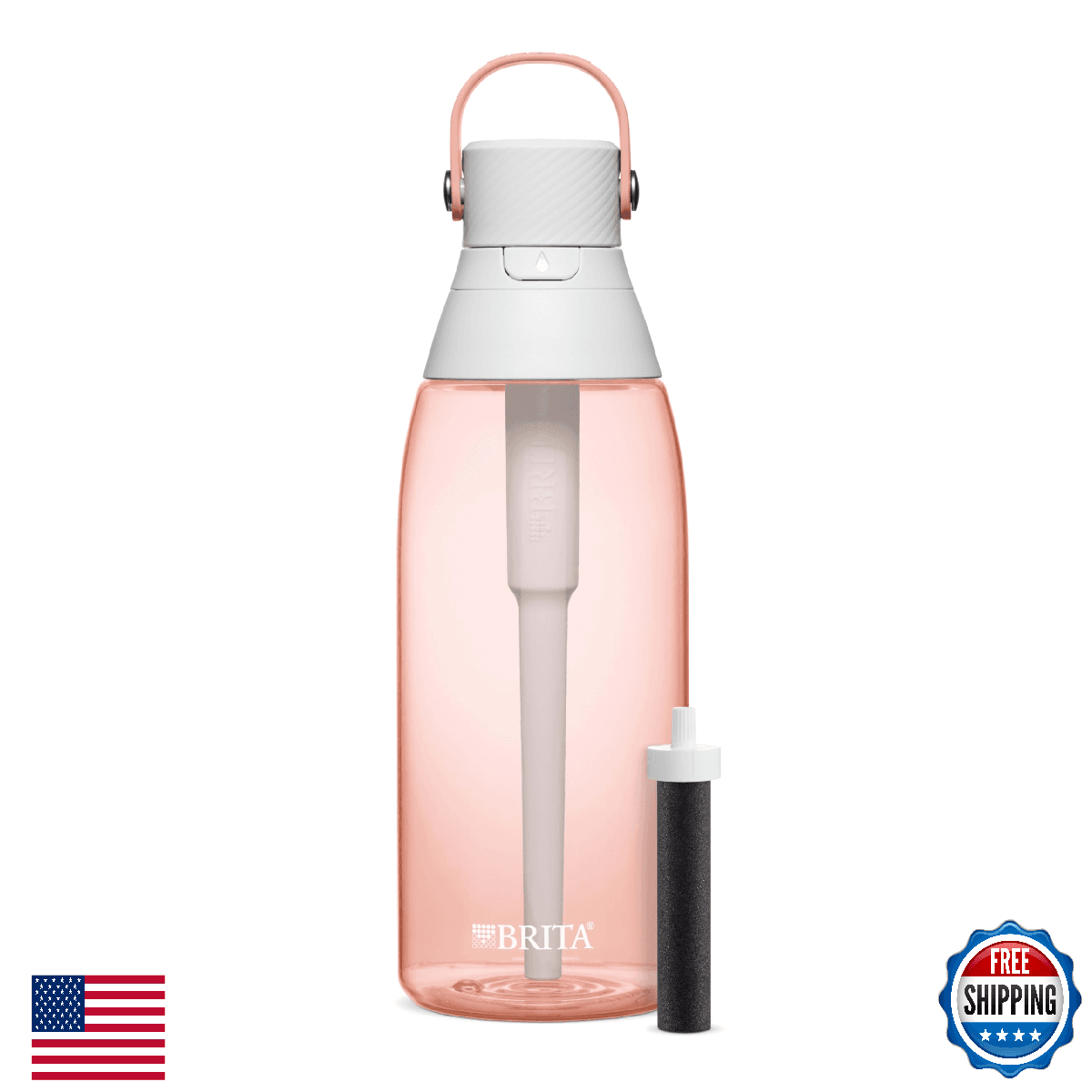 Brita 36oz Filtered Water Bottle, BPA-Free, Reusable, Blush - Image 1
