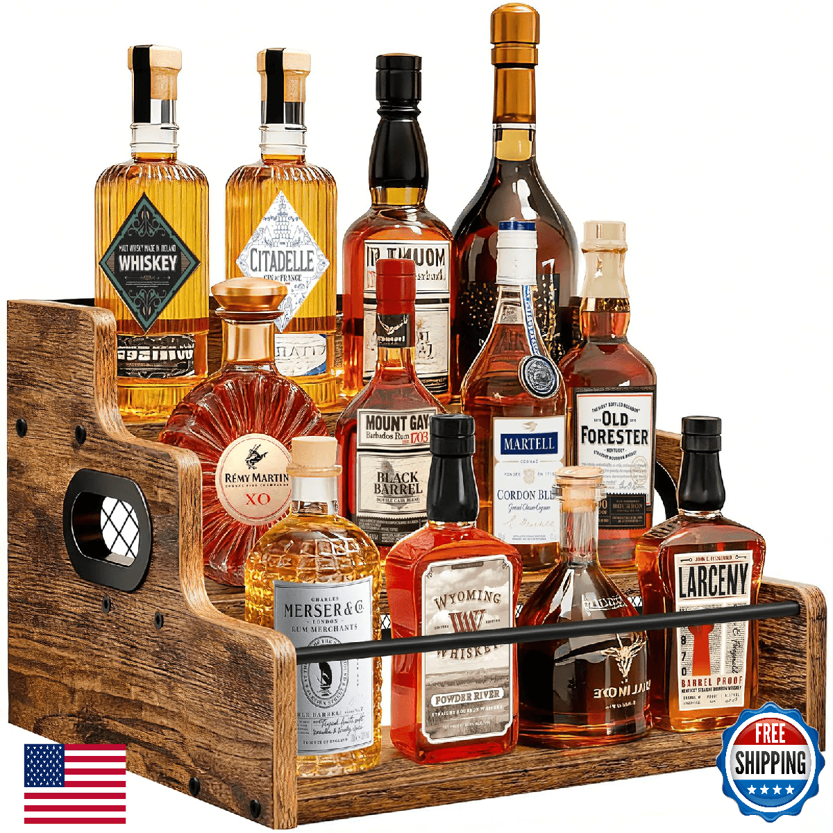 Homode Liquor Bottle Display Shelf, 3 Step Coffee Syrup Rack Organizer, Countert - Image 1