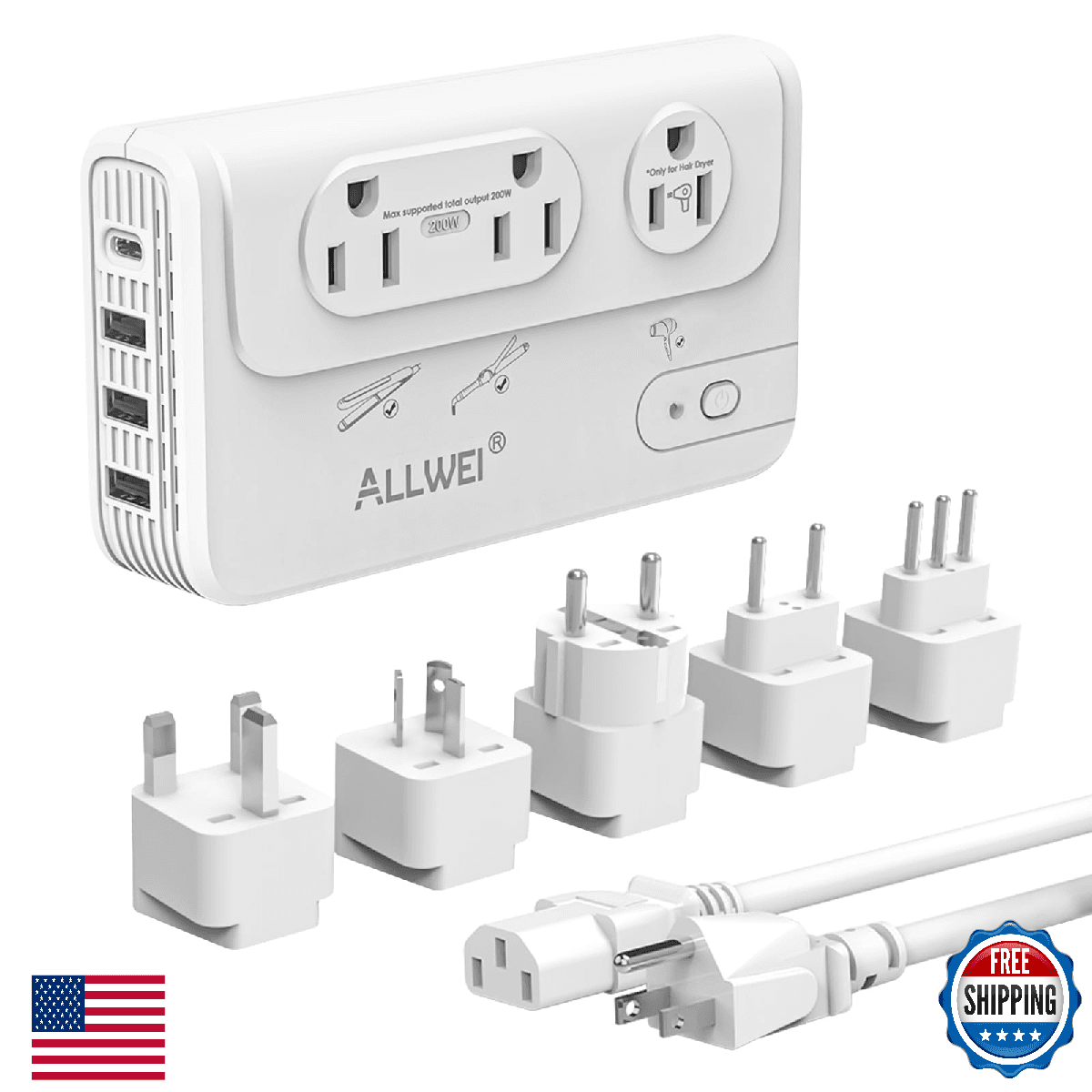ALLWEI 2000W Travel Voltage Converter 220v to 110v Converter for European Travel - Image 1