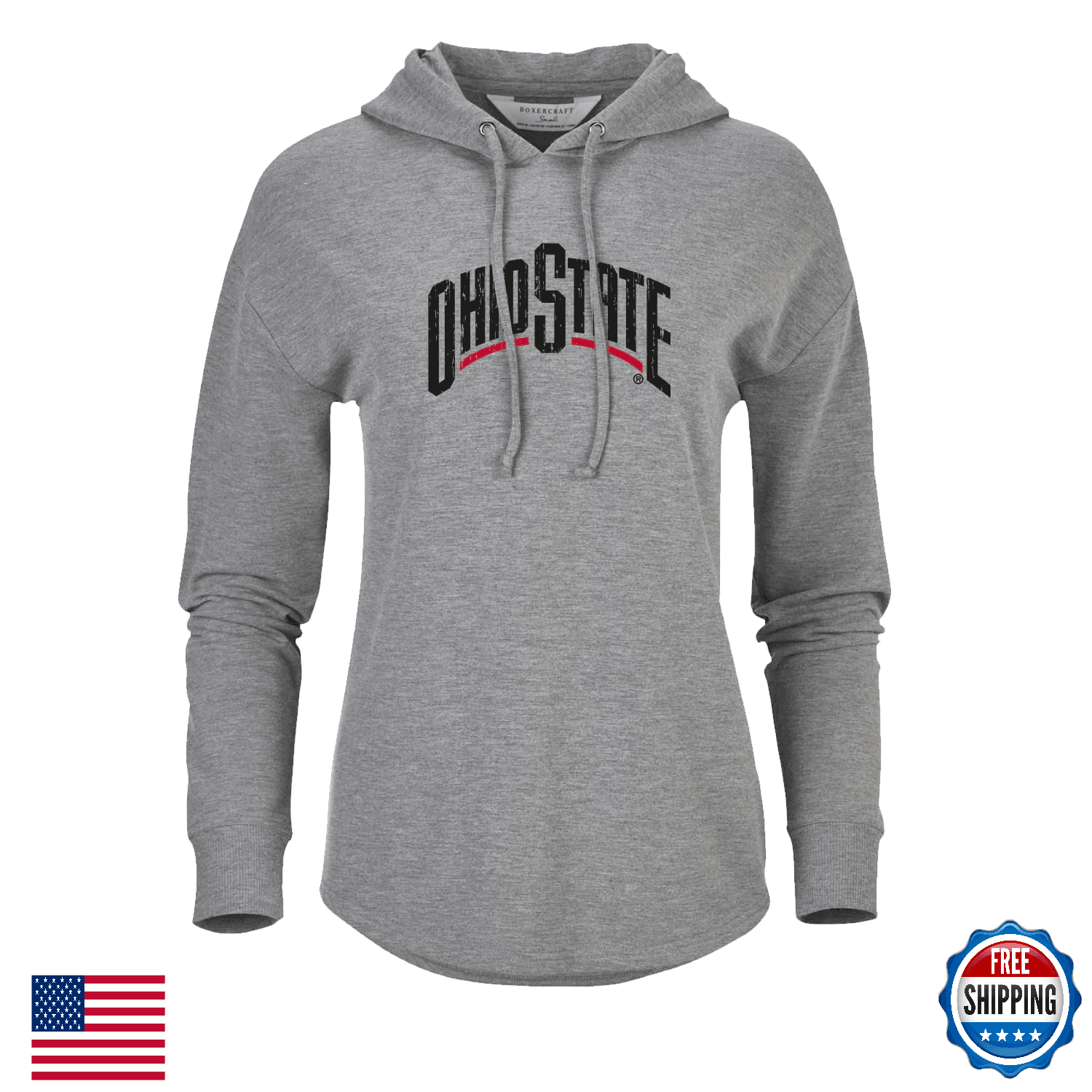 Boxercraft Women's Ohio State Buckeyes Dream Fleece Pullover Hoodie Oxford Heat - Image 1