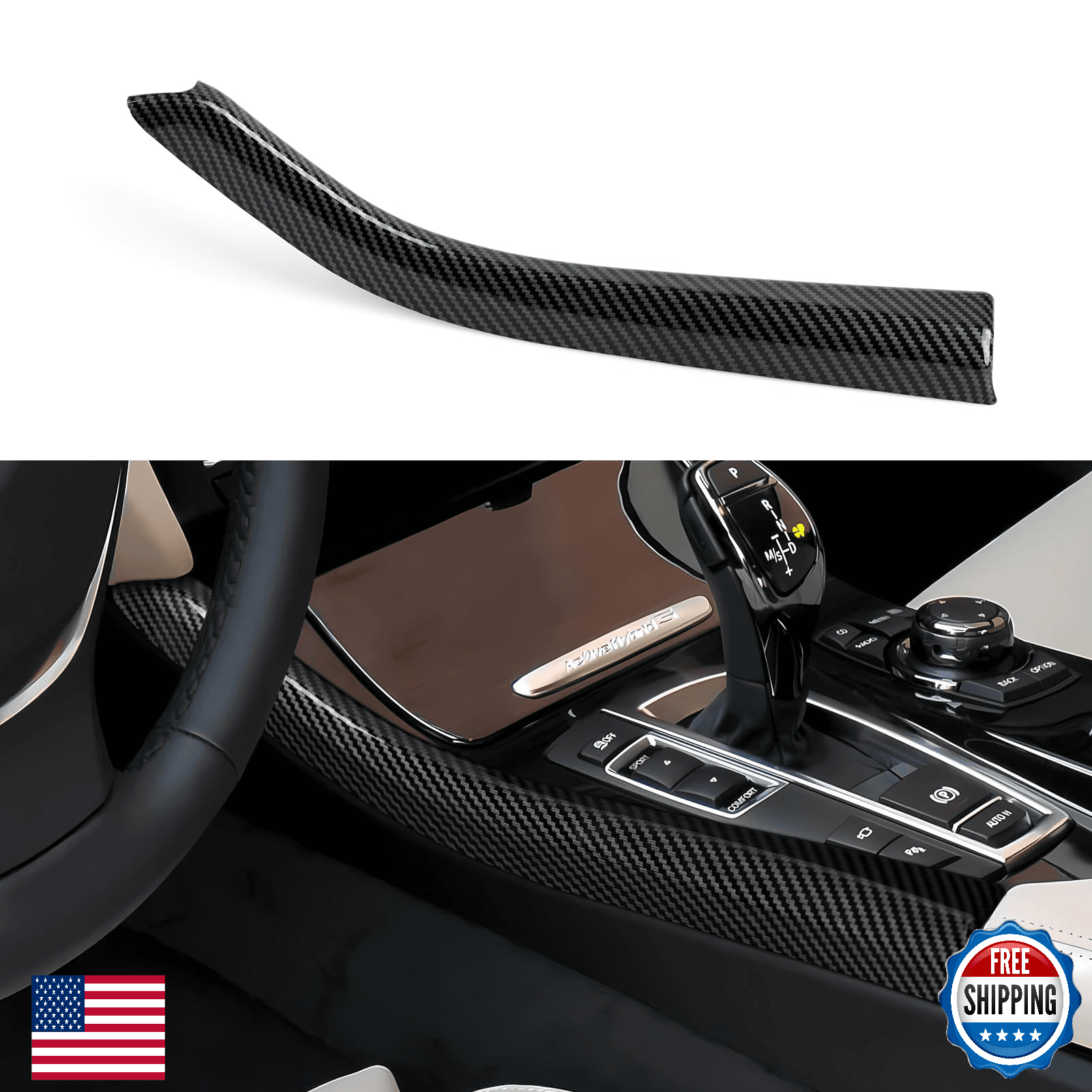 BMW 5 Series F10 F11 Carbon Gear Shift Cover Interior Trim Sticker 2011-2016