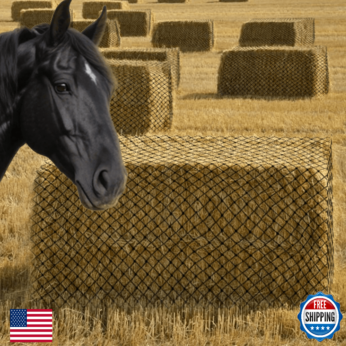 Surecha Square Bales Hay Net for Horses Slow Hay Net Feeder for Horses 47x26x20