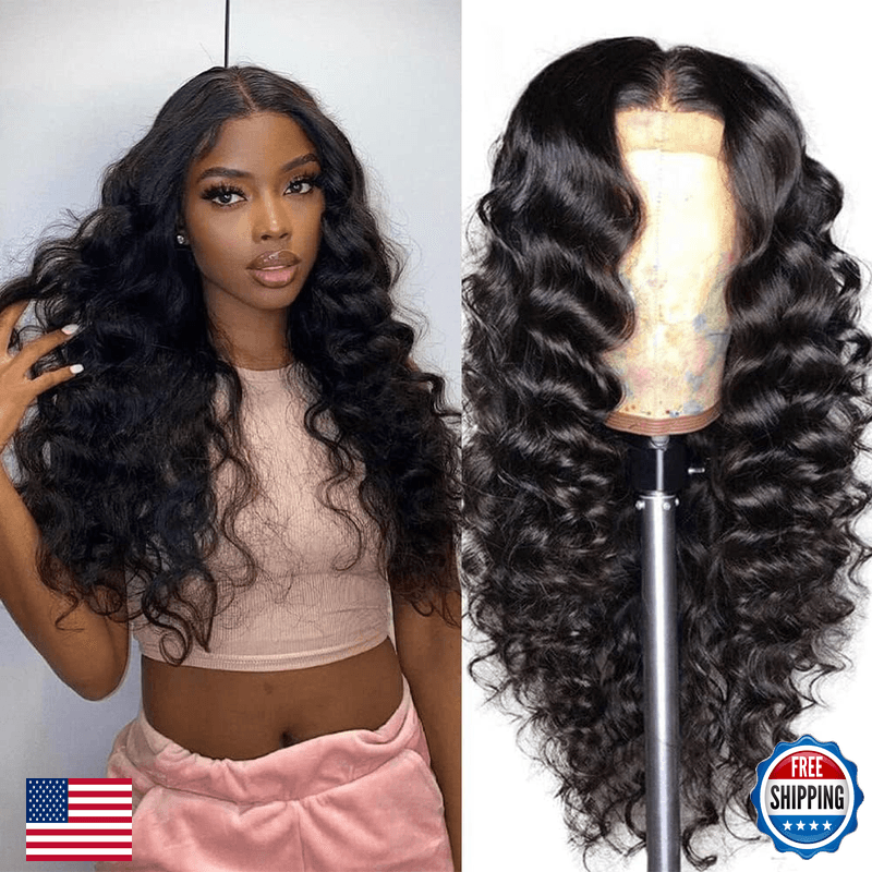 Binf Wigs Human Hair Loose Deep Wave Wig 18 Inch Loose Wave Lace Front Wigs