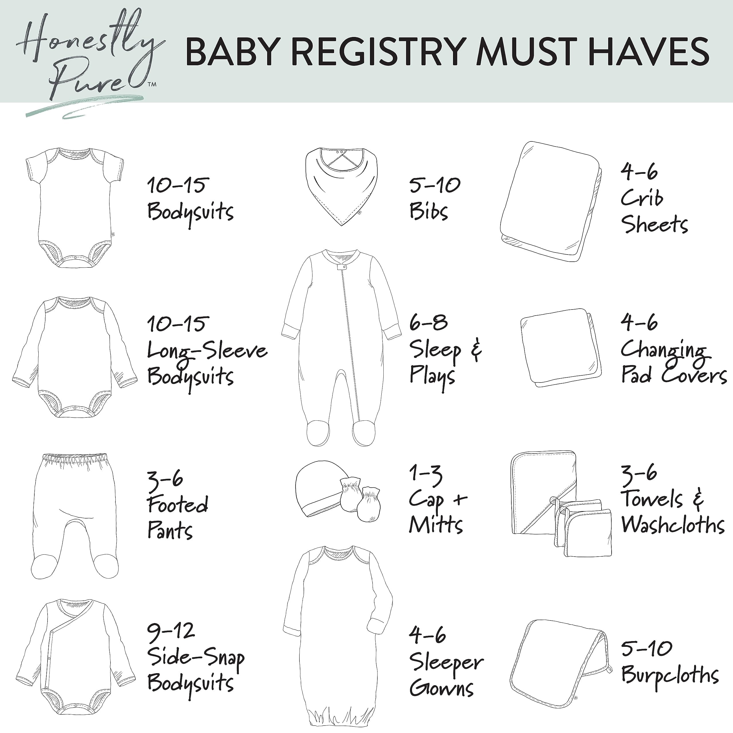 HonestBaby 15-Piece Welcome Home Gift Set 100% Organic Cotton Newborn Infant - Thumbnail 7
