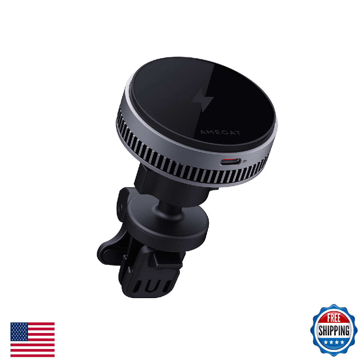 AMEGAT Magnetic Car Charger, Active Cooling 15W Qi2-Certified Compatible with Ma - Image 1
