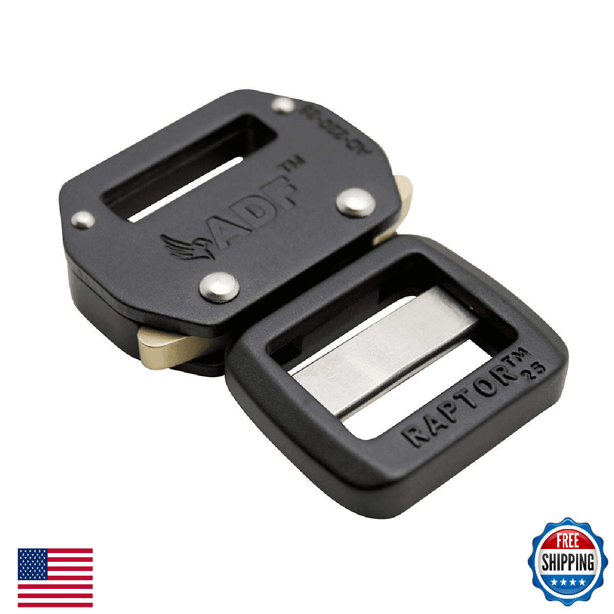 ADF Raptor Aluminum Quick Release 1" Buckle, Tactical, Military, Black AD-220-2 - Image 1