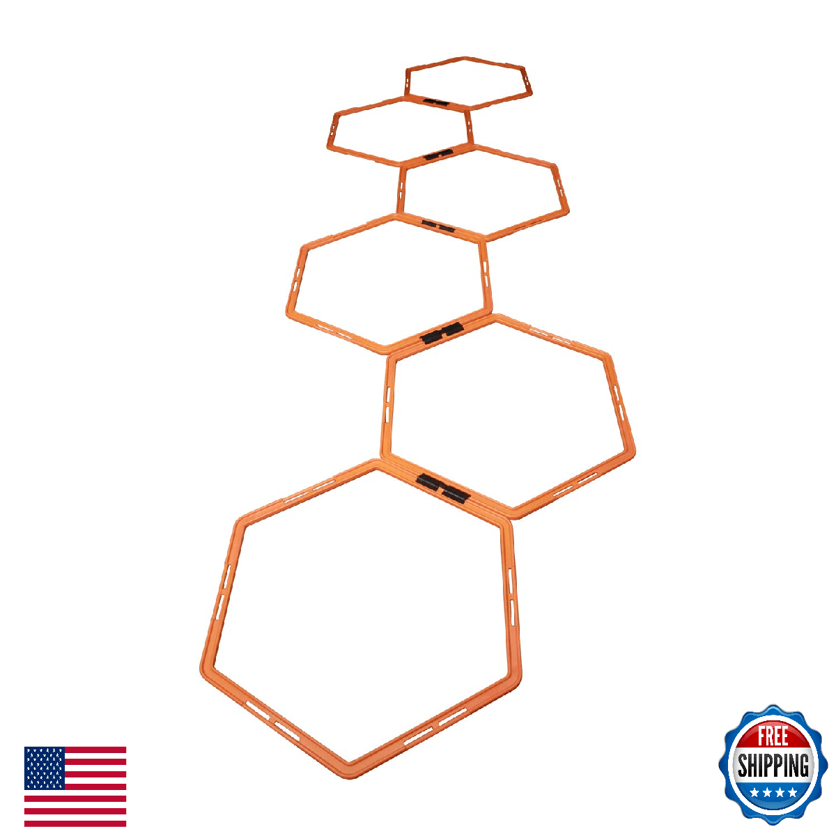 Fitness First Agility Rings, Orange - Indoor/Outdoor Training Hexes - Image 1