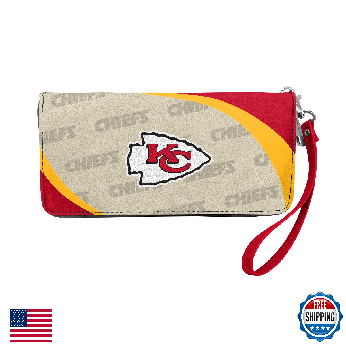 Littlearth NFL Kansas City Chiefs Curve Zip Organizer Wallet 8"x4"x1" - Image 1